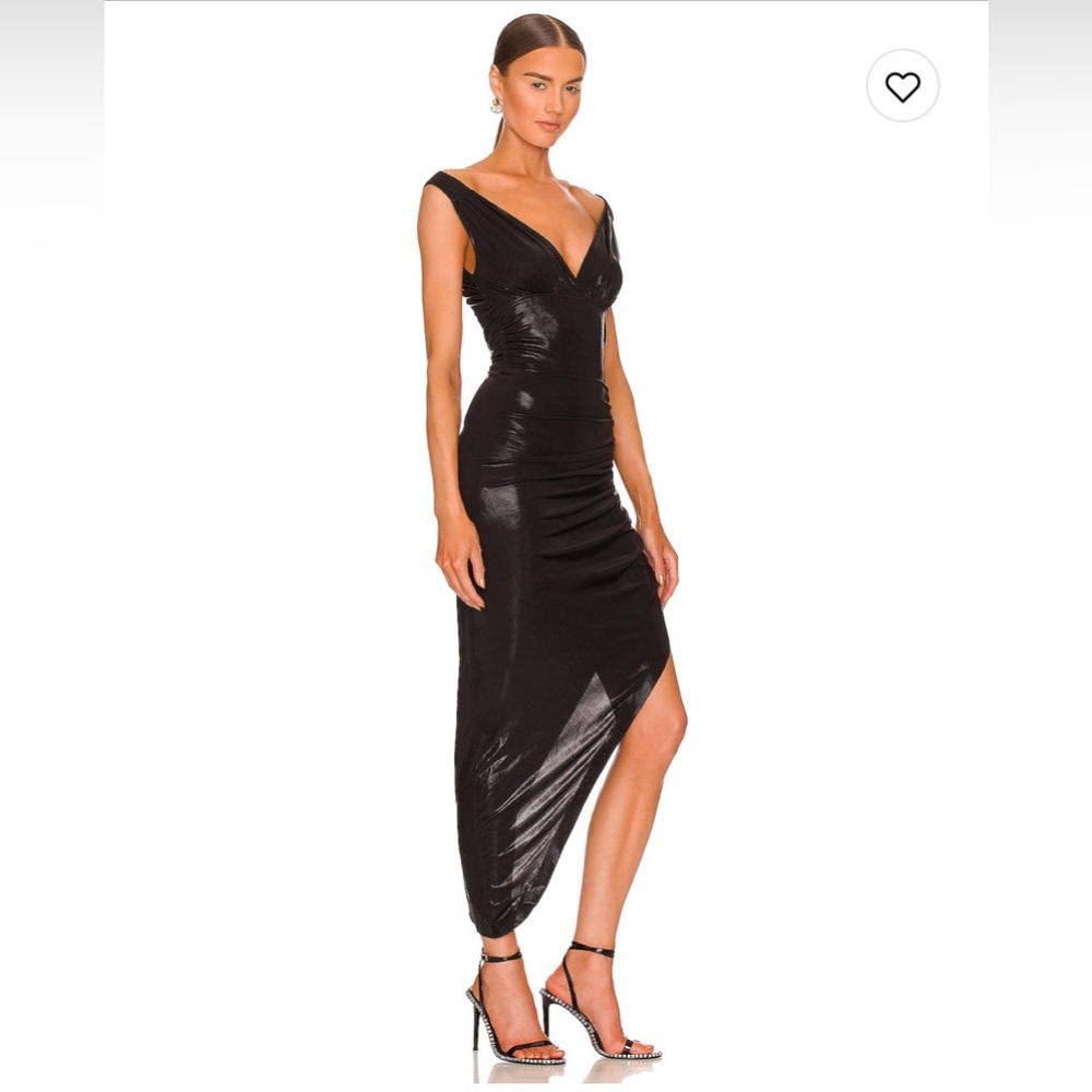 Norma Kamali Tara Side Drape Gown in Black - Medium